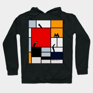 mondrian painting plus cat Hoodie